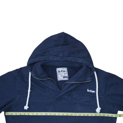 Back view of Lee Cooper Men's Blue XL Pullover Hoodie Vintage Style