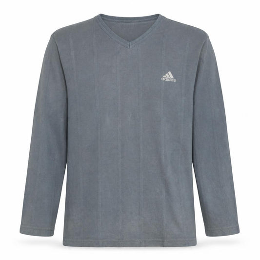 Adidas Men's Grey V-Neck Long Sleeve Pullover Sweatshirt M