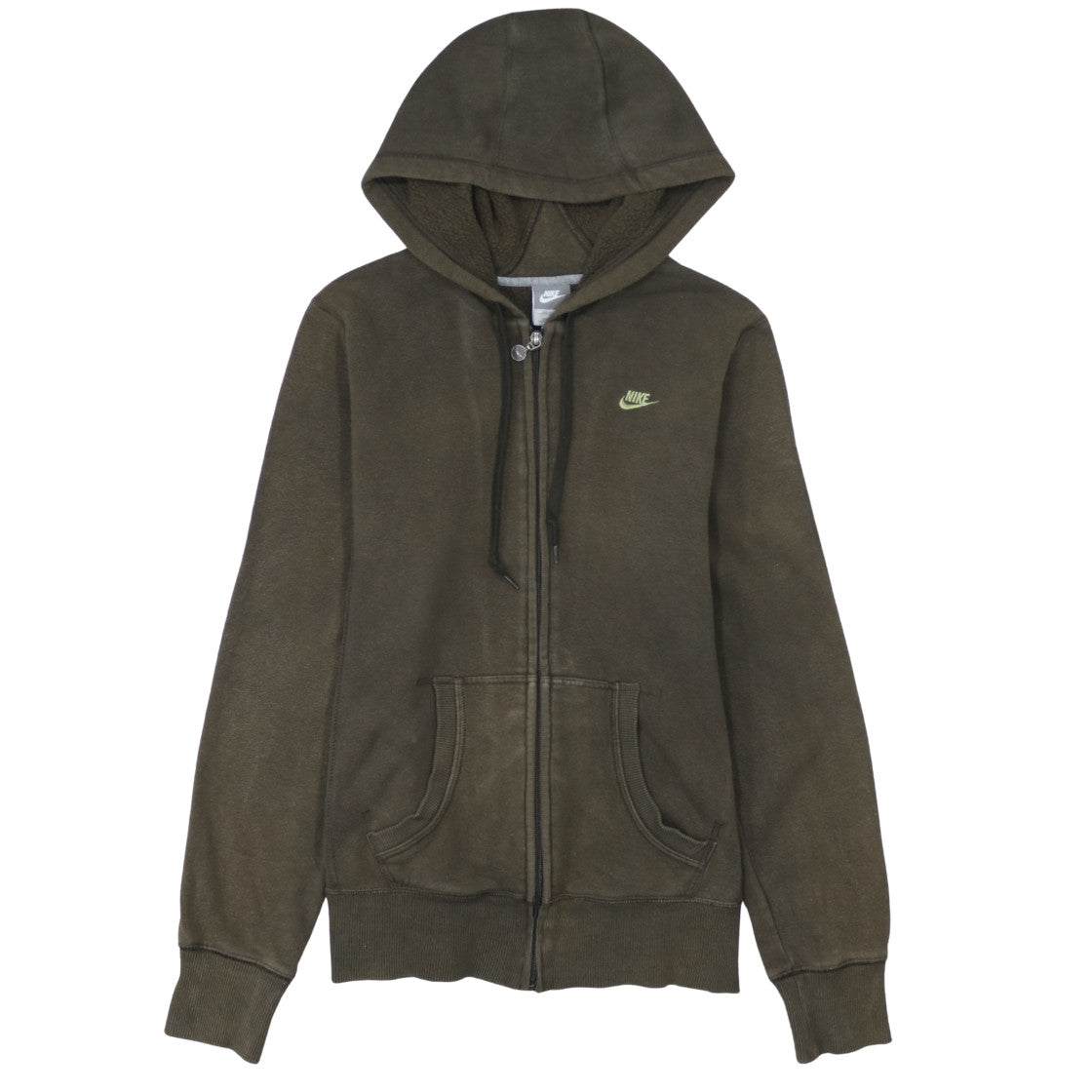 Nike Womens Green Full Zip Hoodie L Fleece Cotton Blend Casual