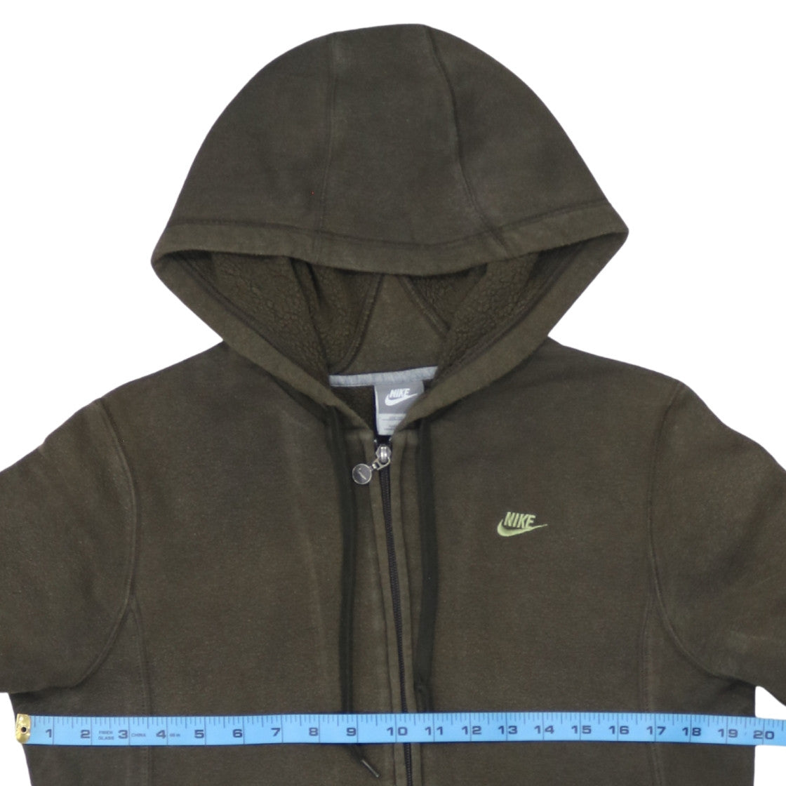 Nike Womens Green Full Zip Hoodie L Fleece Cotton Blend Casual