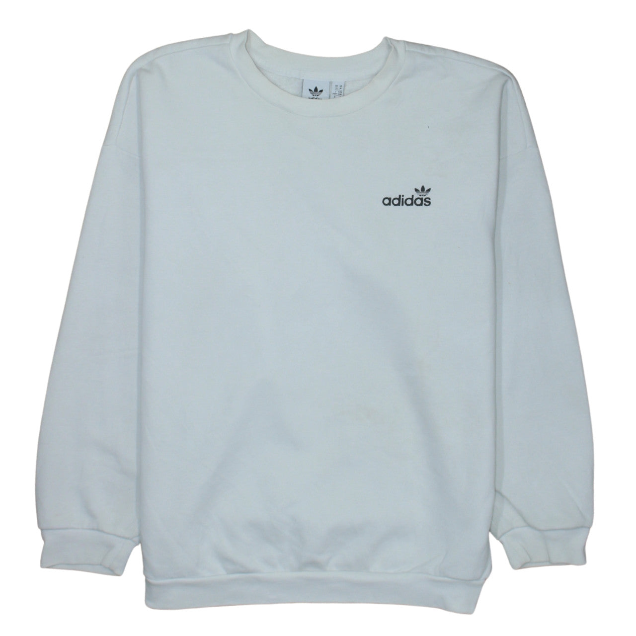 Adidas Women White Crew Neck Pullover Sweatshirt Size 14
