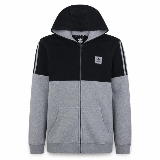 Adidas Men's Grey Full Zip Hoodie L Sports Casual Sweatshirt