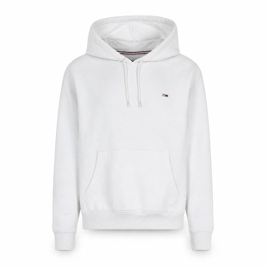 Tommy Jeans Men's White Pullover Hoodie Size S Logo Cotton Blend
