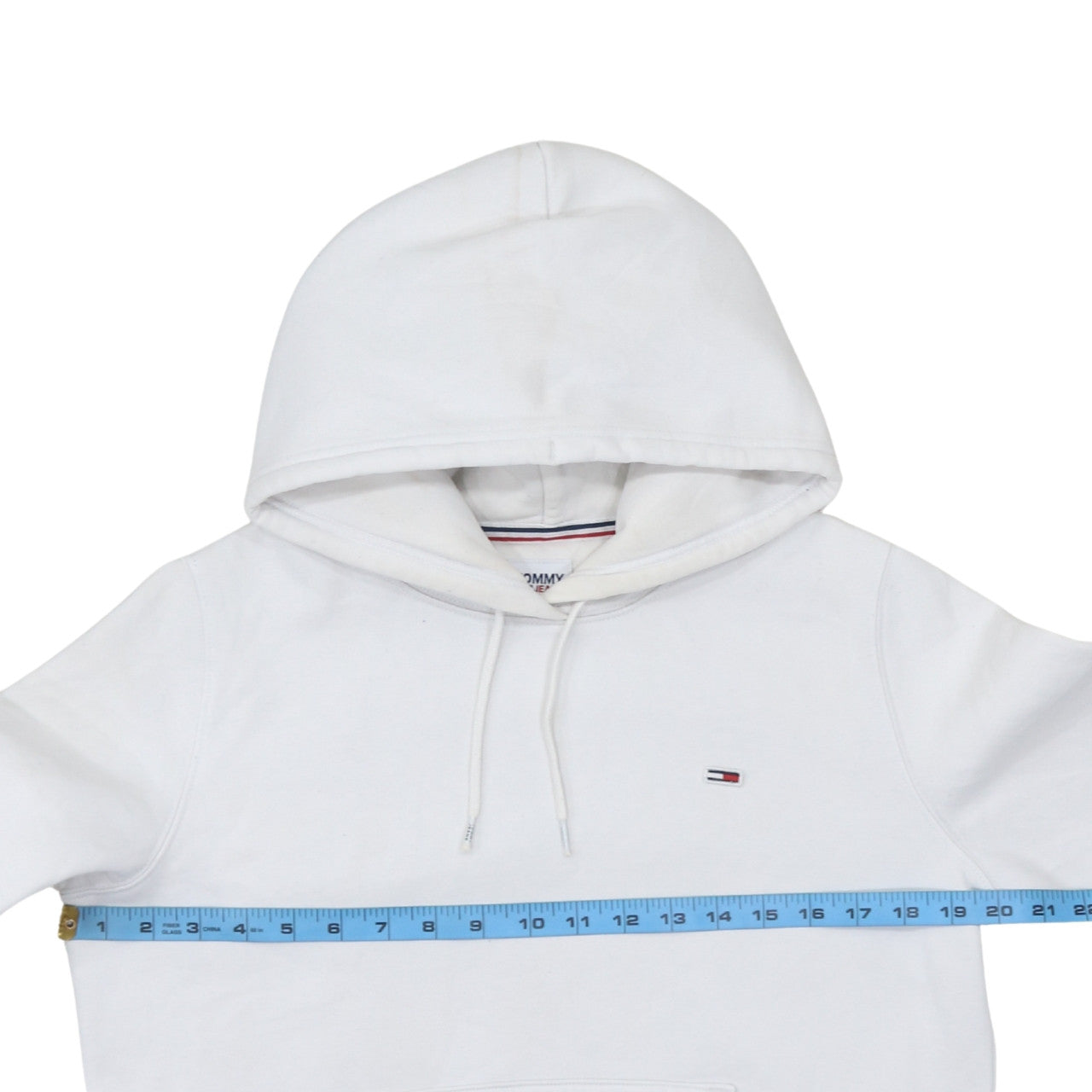 Tommy Jeans Men's White Pullover Hoodie Size S Logo Cotton Blend