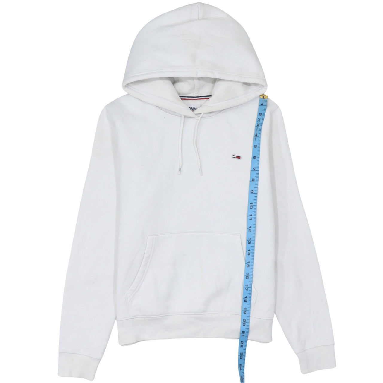 Tommy Jeans Men's White Pullover Hoodie Size S Logo Cotton Blend
