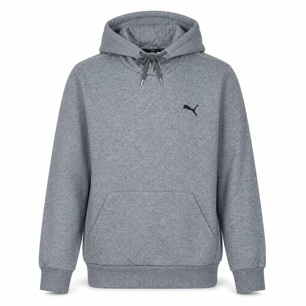 Puma Men’s Grey Pullover Hoodie Small Regular Fit Fleece Sweatshirt