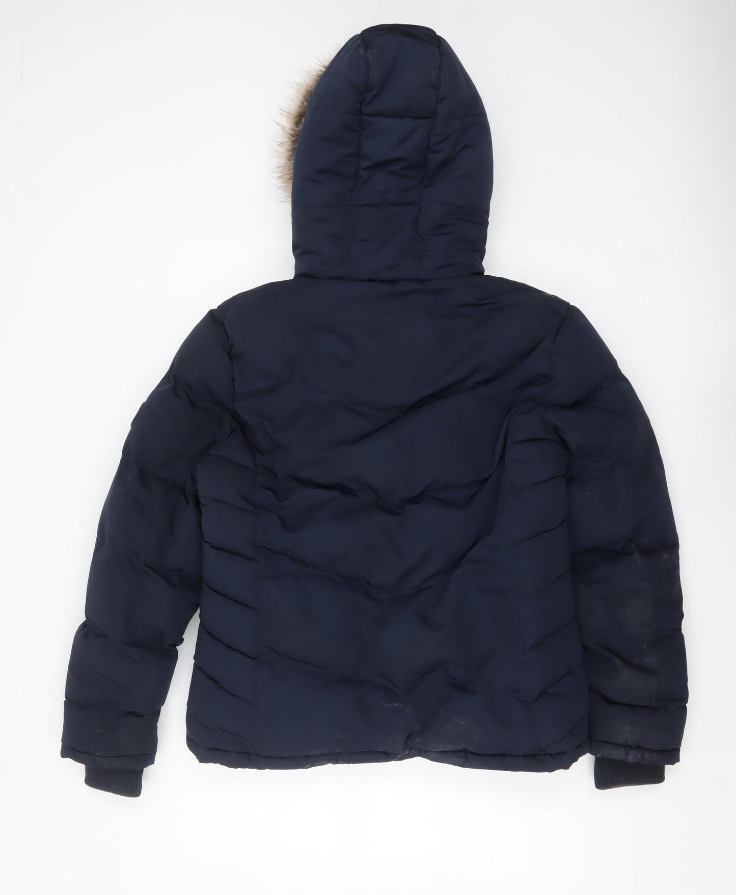 SoulCal & Co Women’s Blue Faux Fur Hooded Puffer Jacket Size 14