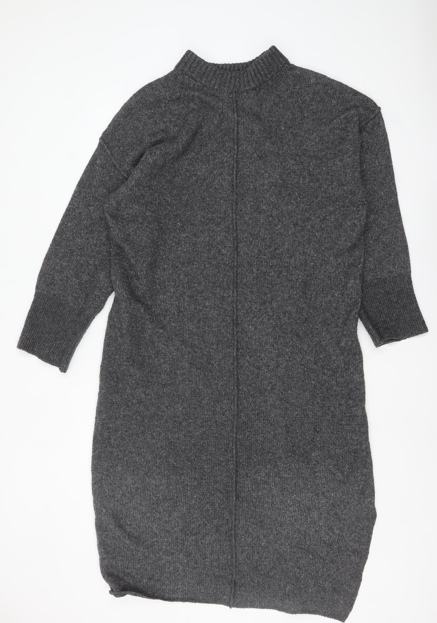 ASOS DESIGN Women Grey Knit Jumper Dress Size M High Neck