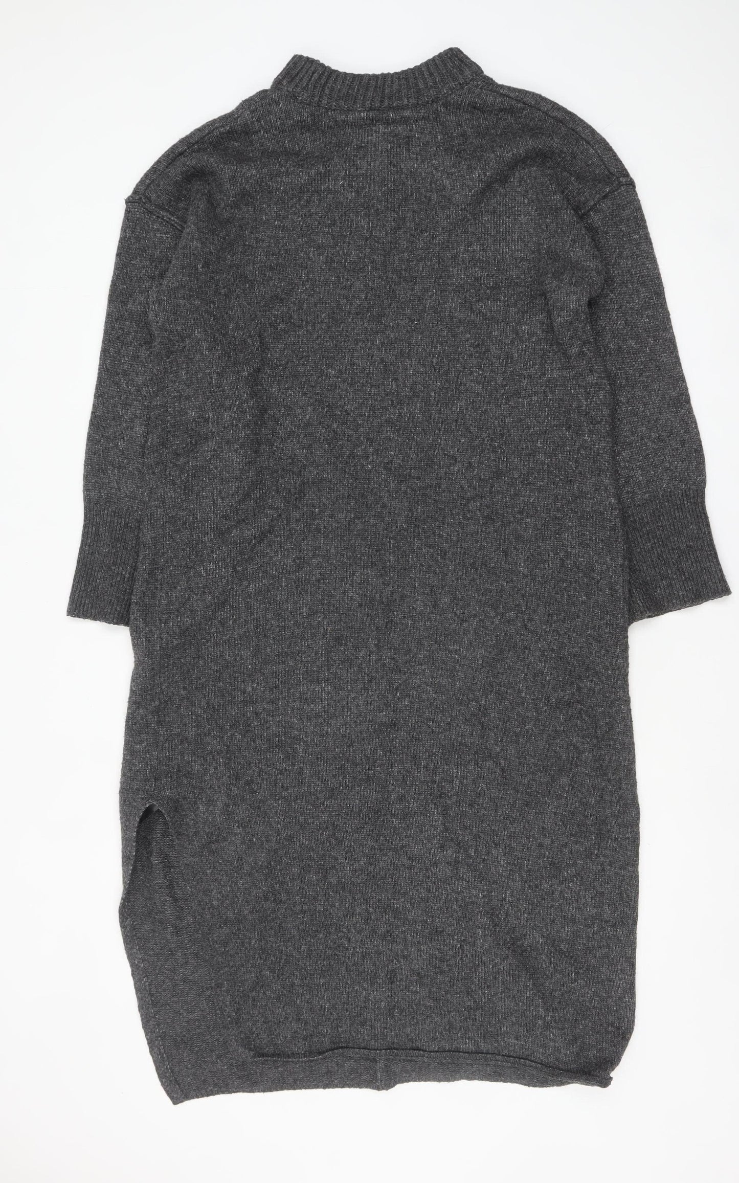 ASOS DESIGN Women Grey Knit Jumper Dress Size M High Neck