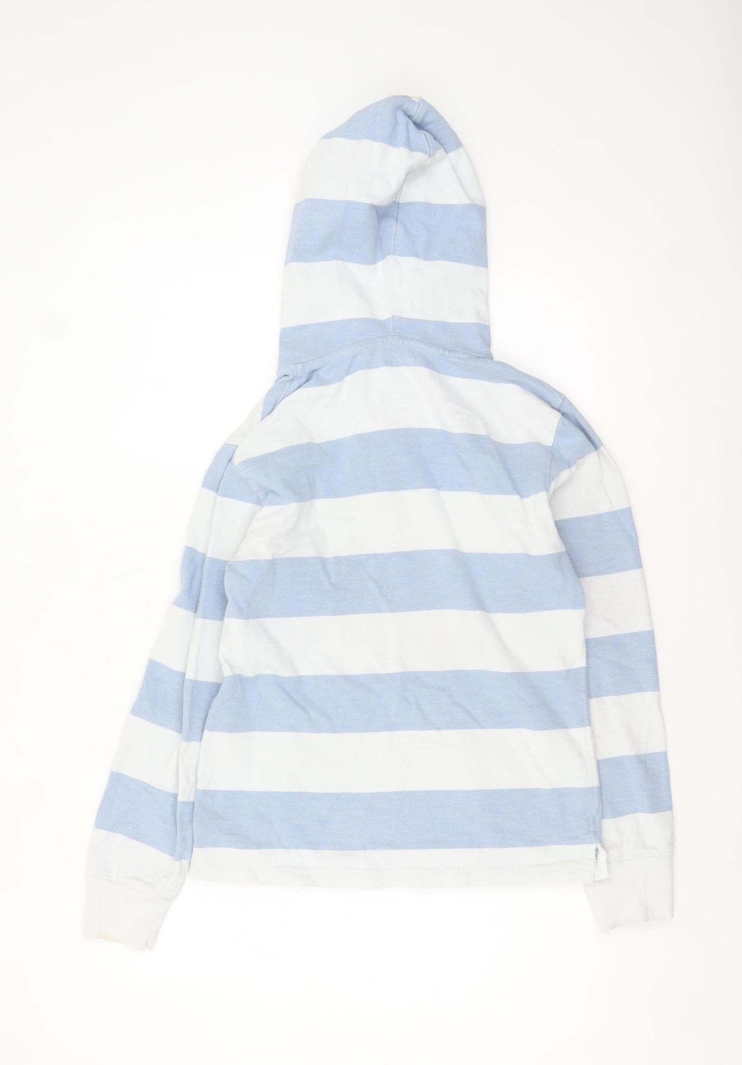 LFT Collection Women Blue White Striped Hooded Pullover Sweatshirt Size 10