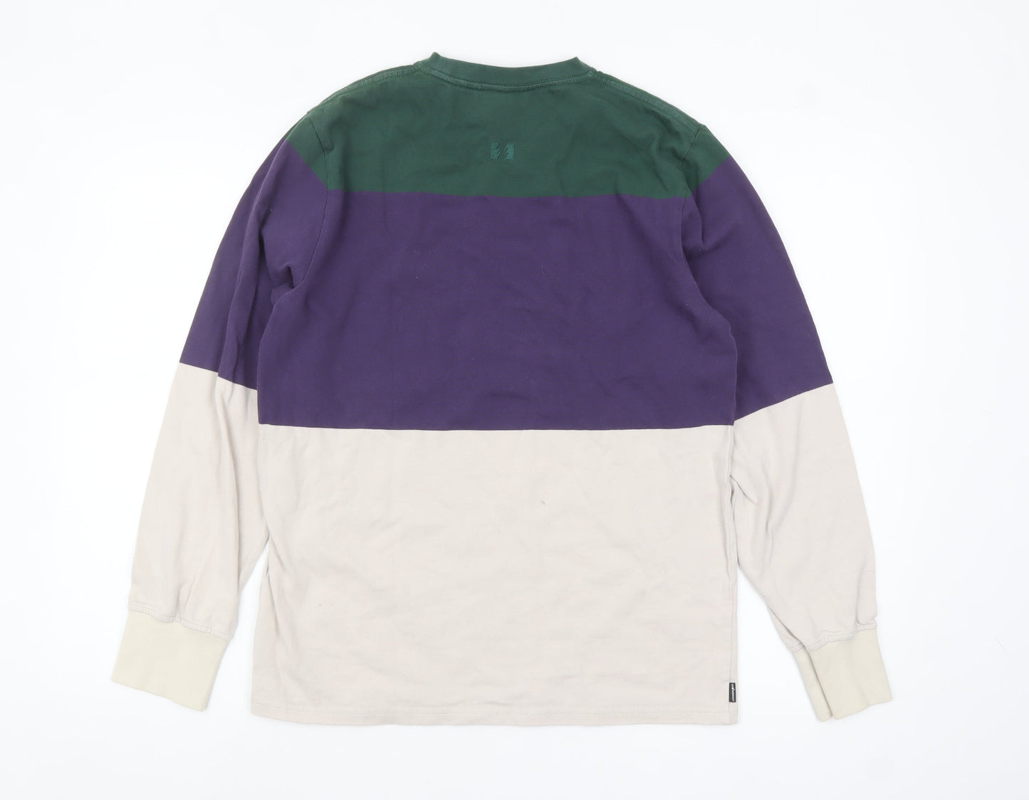 The Hundreds Men's Green Purple Beige Colourblock Cotton Long Sleeve S