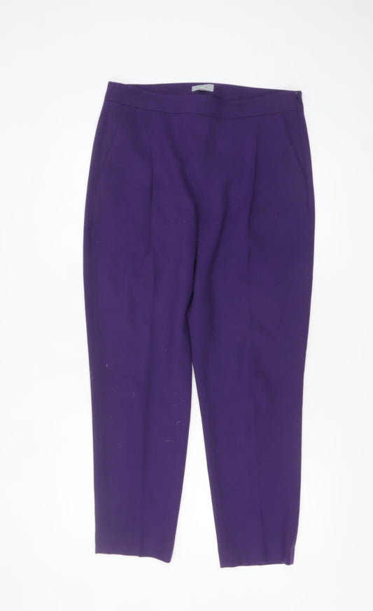 Jigsaw Women's Purple Wool Blend Tailored Tapered Trousers Size 12