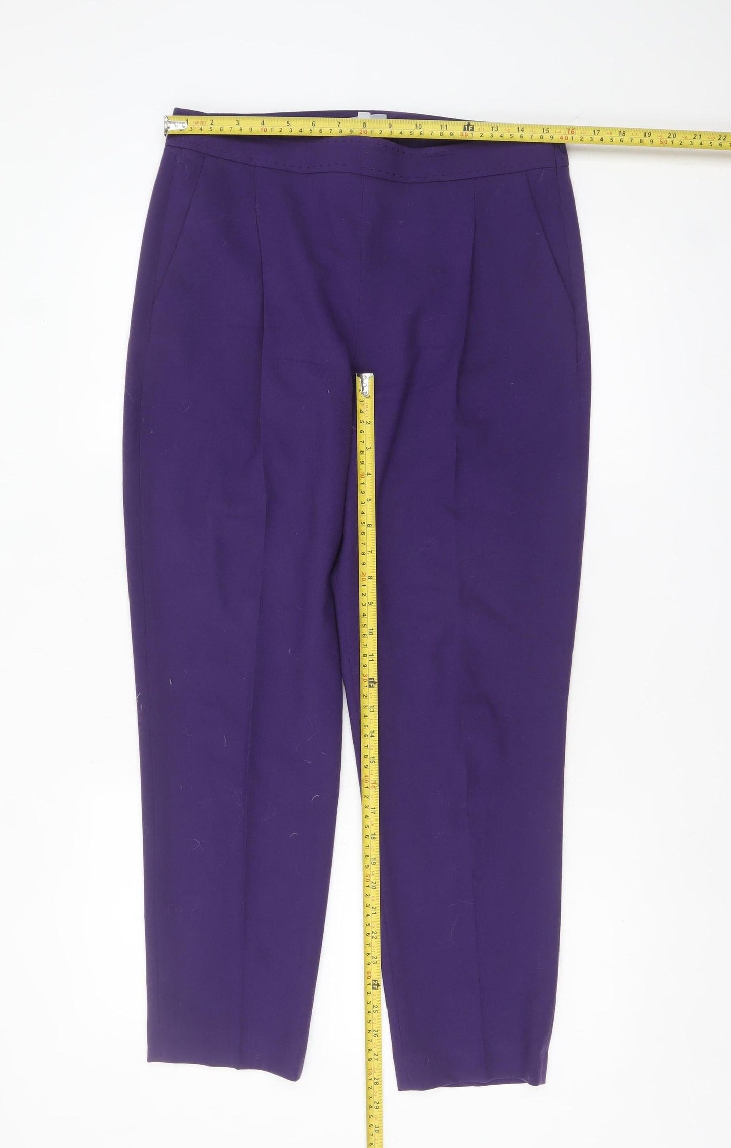 Jigsaw Women's Purple Wool Blend Tailored Tapered Trousers Size 12