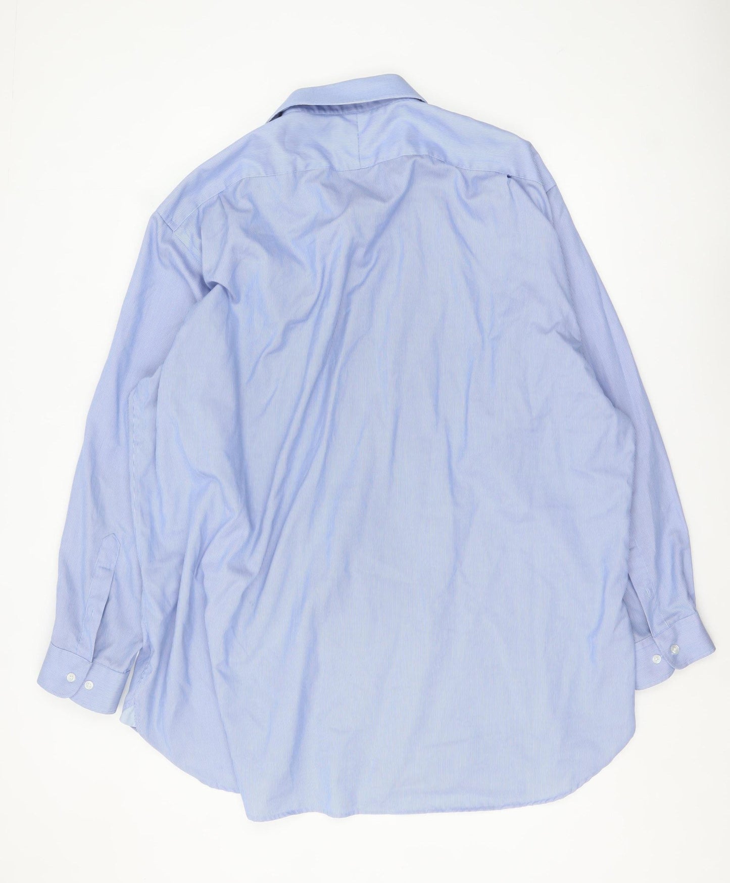Brook Taverner Men's Blue Striped Non-Iron Cotton Button-Up Shirt Size 20