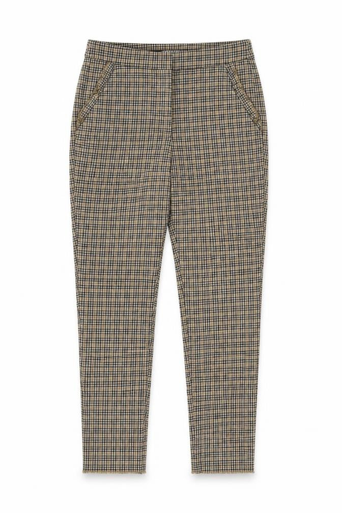 Zara Basic Women's Beige Check Slim Trousers XS