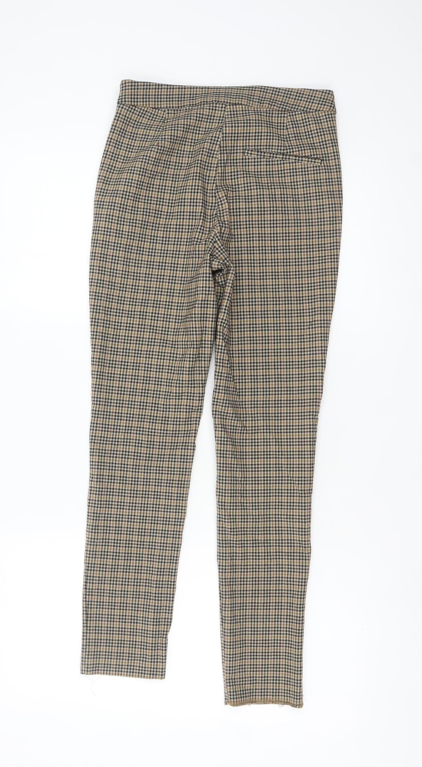 Zara Basic Women's Beige Check Slim Trousers XS