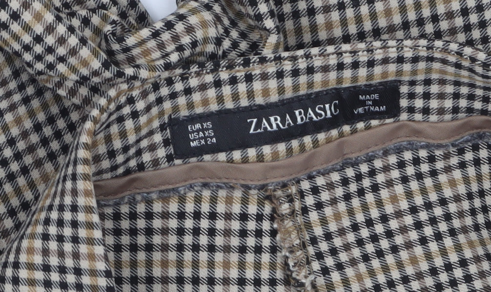 Zara Basic Women's Beige Check Slim Trousers XS