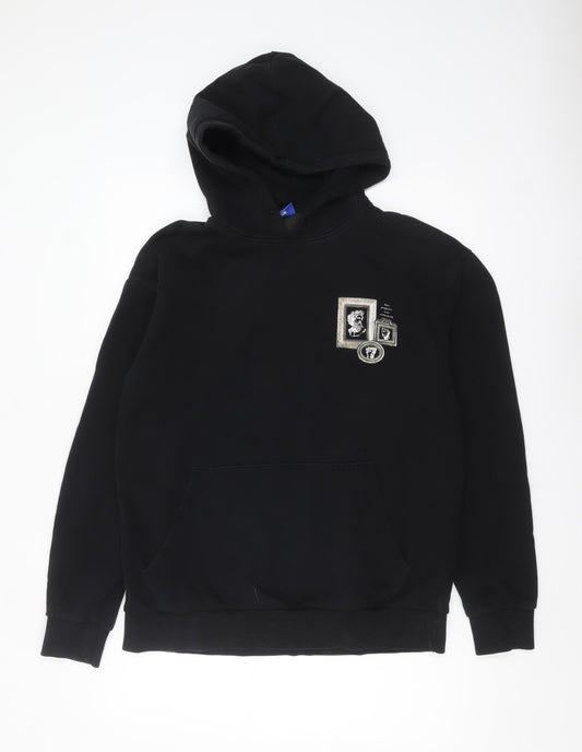 Jack & Jones Men’s Black Graphic Print Pullover Hoodie Size L