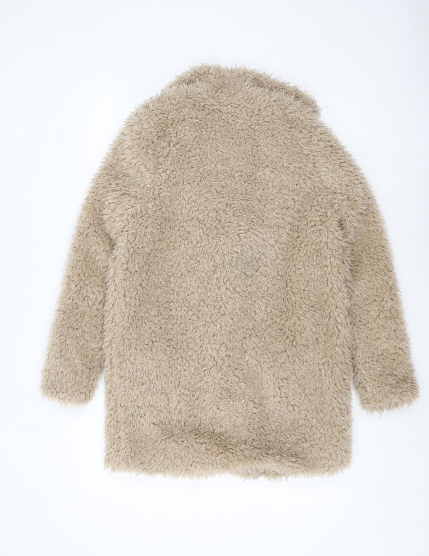 Vera & Lucy Women Beige Faux Fur Mid-Length Coat Size S
