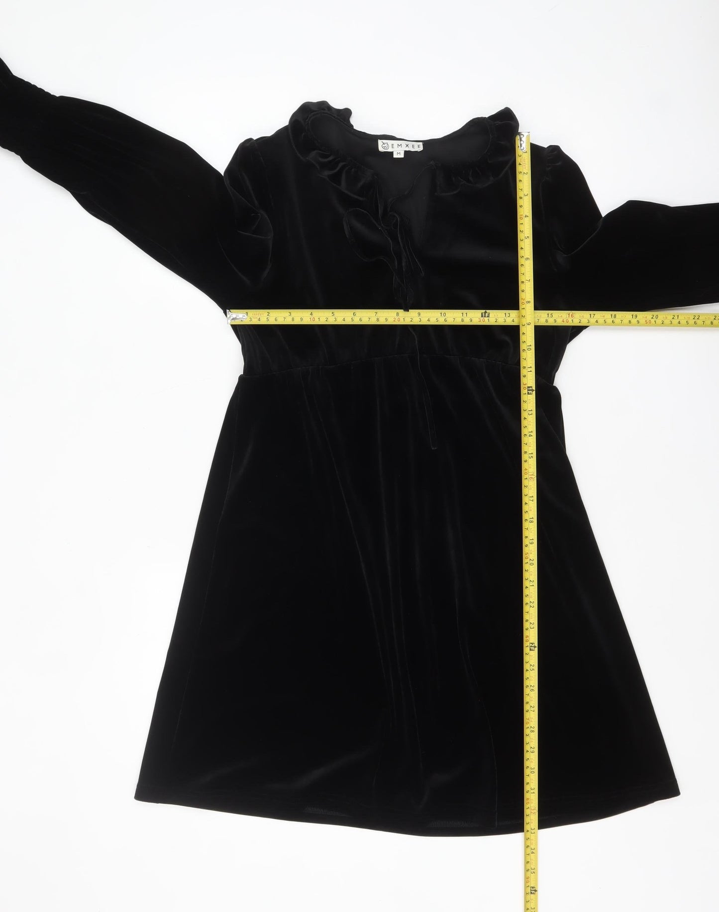 EMXEE Women’s Black Velvet Shift Dress Size 12 Long Sleeve Party Style