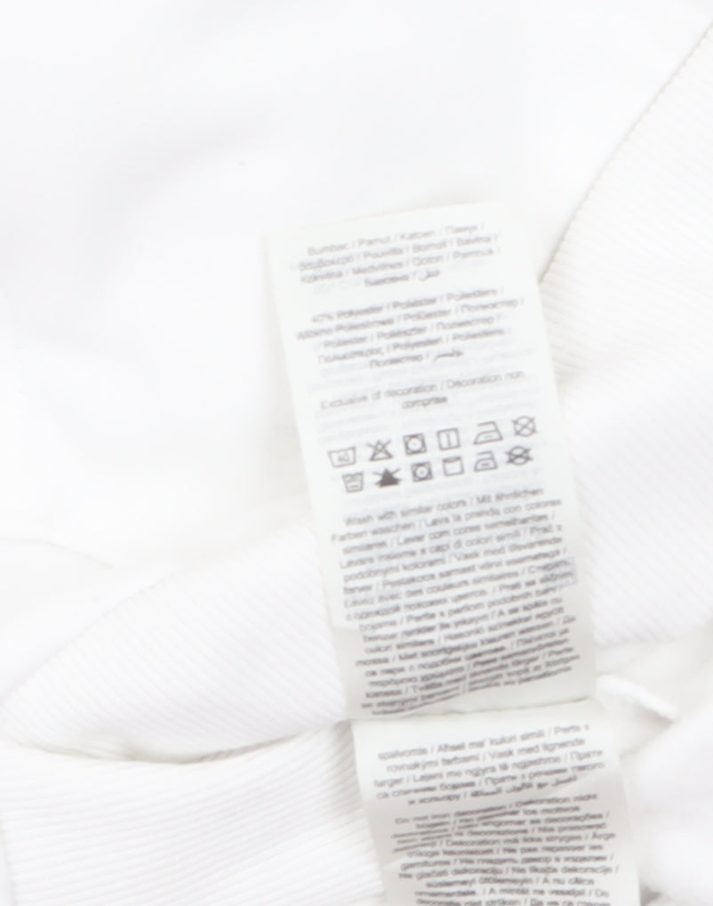 Jack & Jones Men’s White Pullover Hoodie M Logo Fleece Sweatshirt