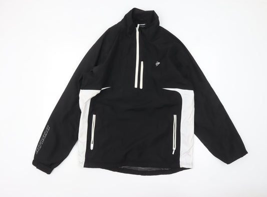 Dunlop Men's Black Windbreaker Jacket Size M 1/4 Zip Sports Coat