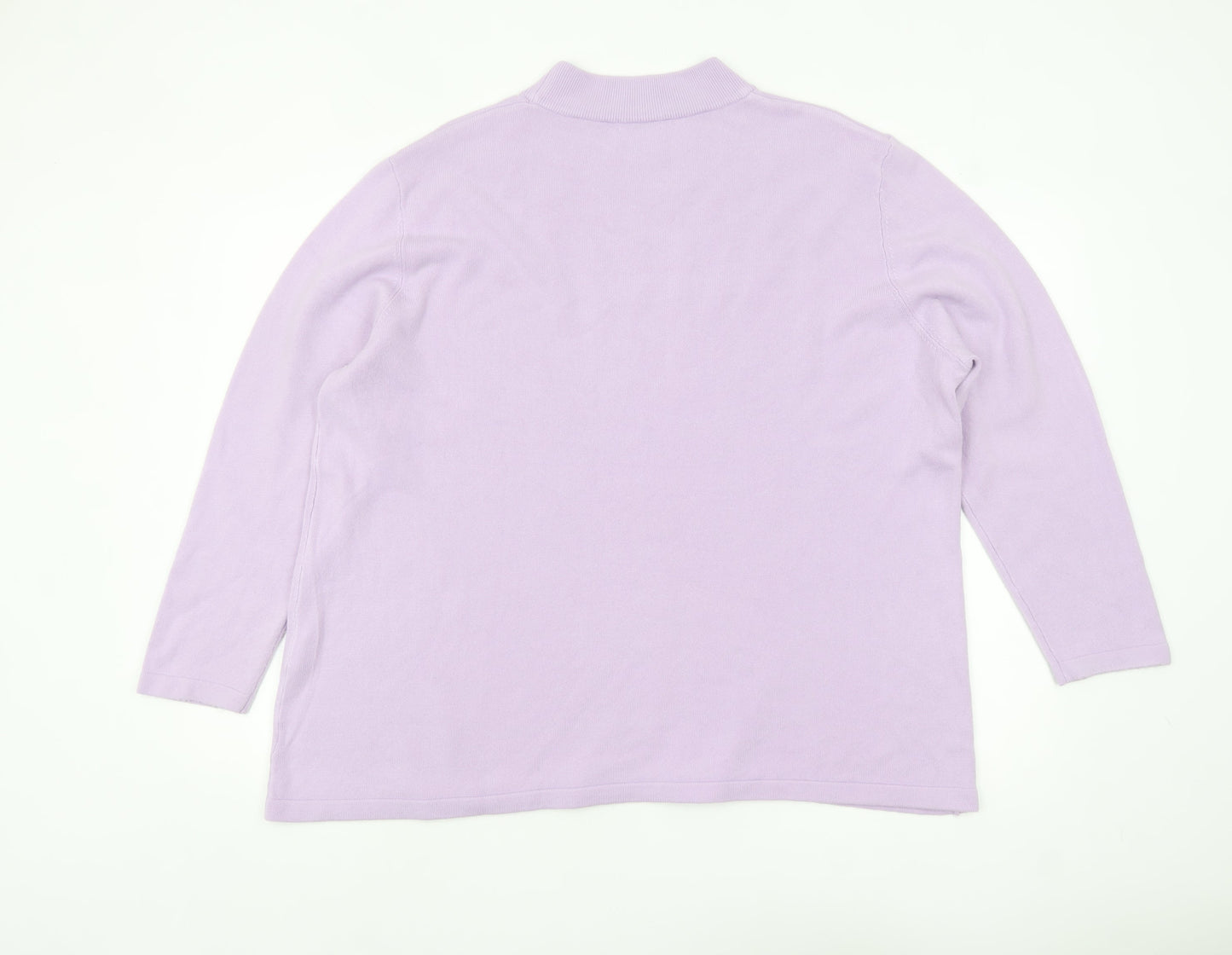 Damart Women’s Purple Mock Neck Beaded Pullover Jumper Size 26/28