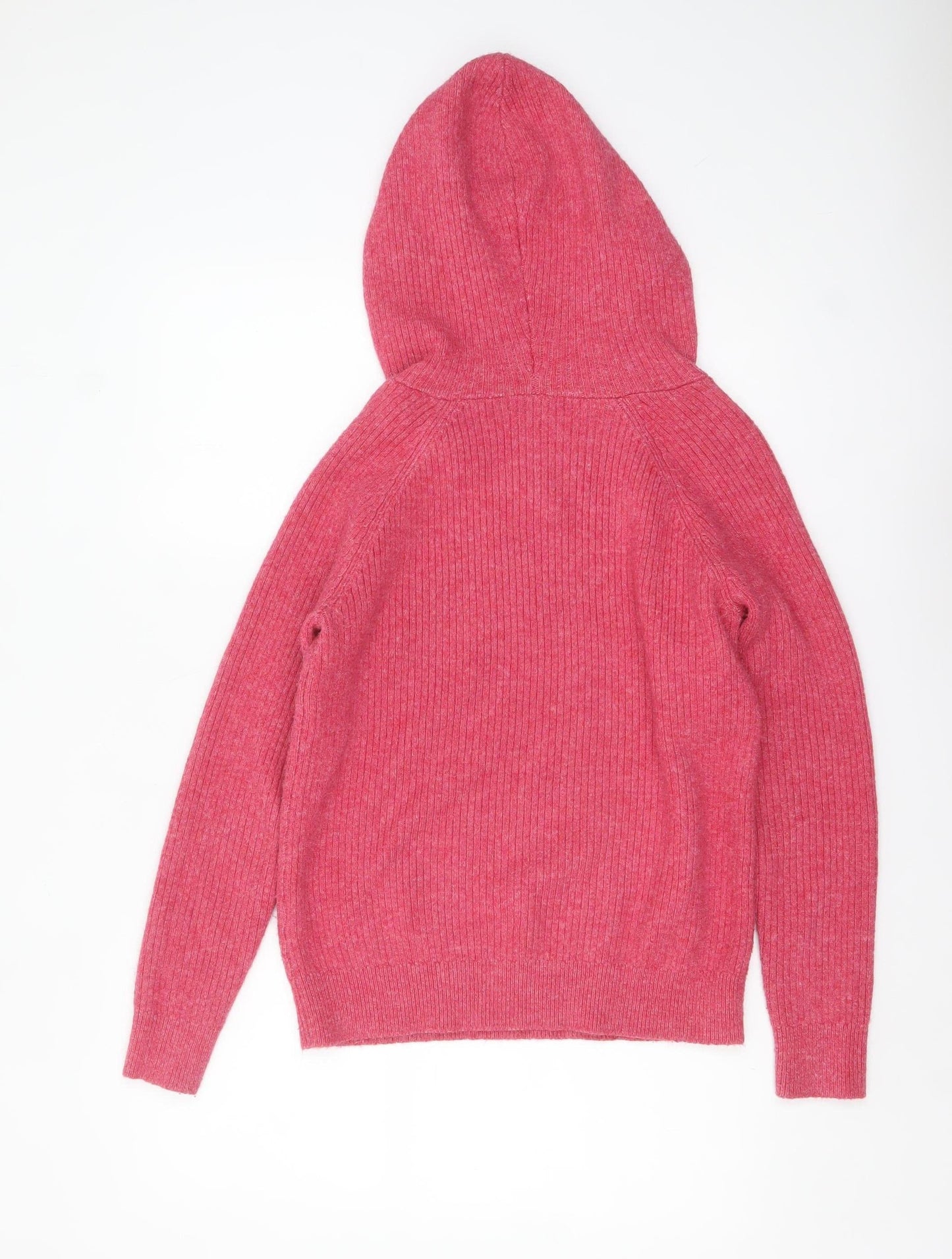 Marks and Spencer Women's Pink Hooded Cable-Knit Pullover Jumper Size S