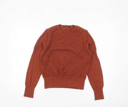Additional front view of Only Women's Brown Knit Crew Neck jumper, size S