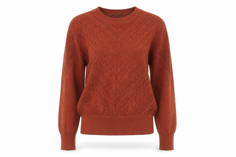 ONLY Women's Brown Knit Crew Neck Pullover Jumper Size S