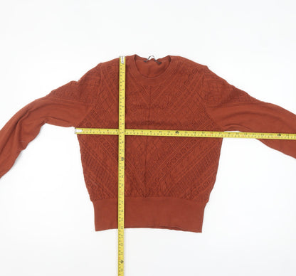 Back view of Only Women's Brown Knit Crew Neck jumper, size S