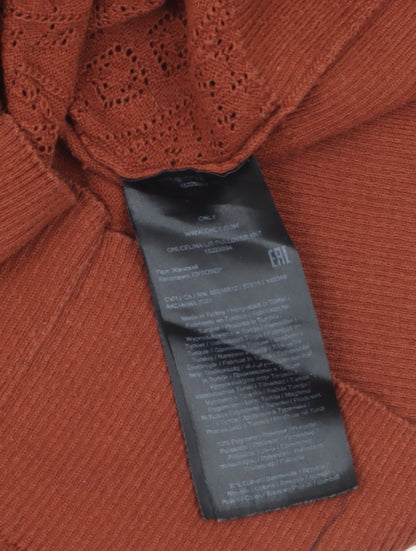 Brand and care label for Only Women's Brown Knit Crew Neck jumper, size S