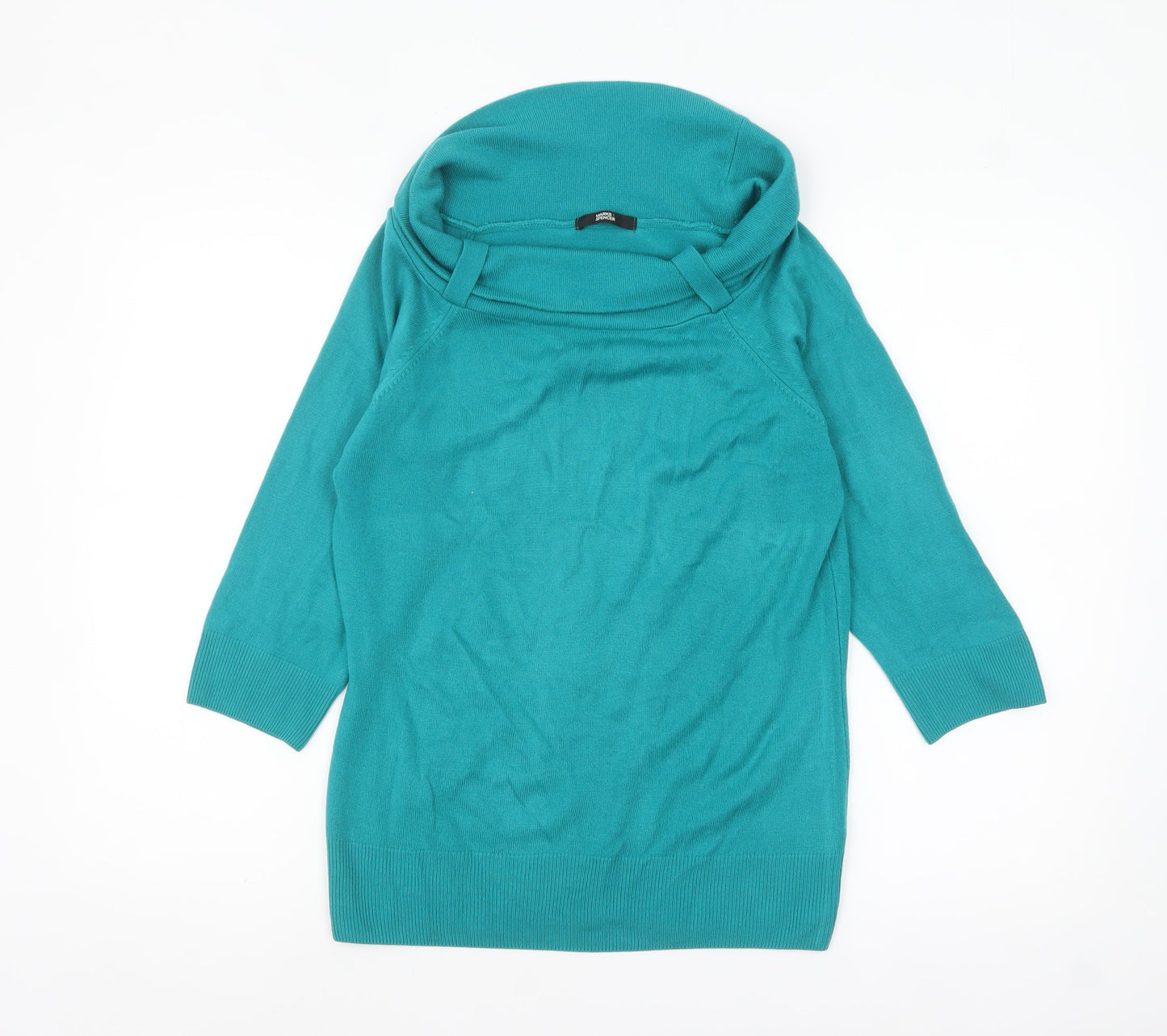 Marks and Spencer Women's Green Cowl Neck Knit Jumper UK 14