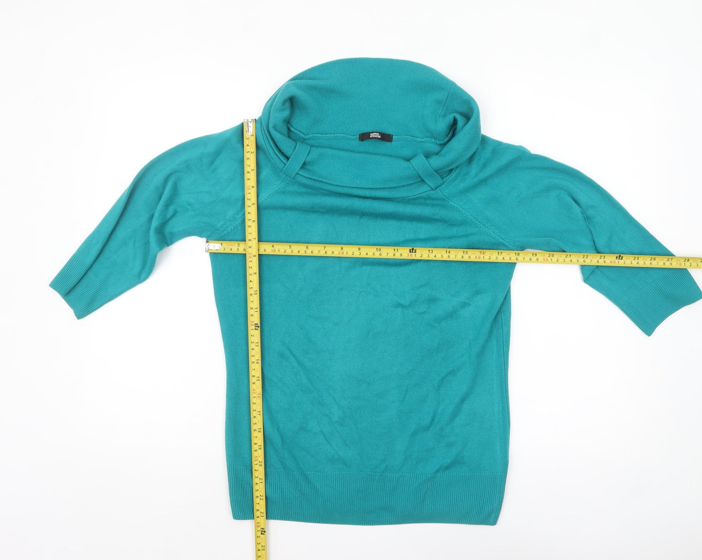 Marks and Spencer Women's Green Cowl Neck Knit Jumper UK 14