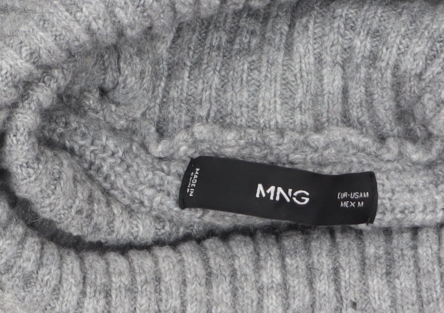 Mango Womens Grey Roll Neck Chunky Knit Pullover Jumper M