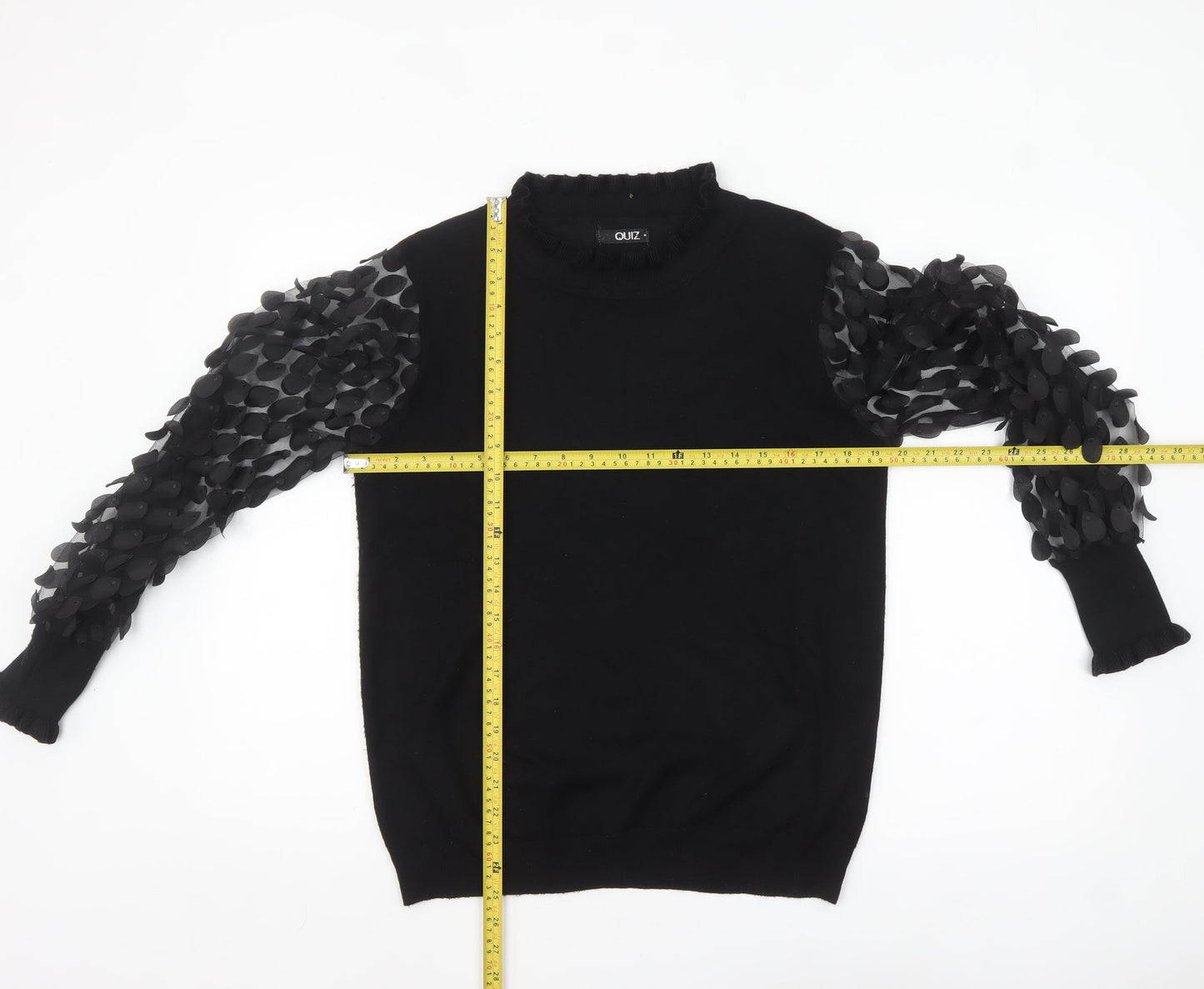 Quiz Women's Black Puff Sleeve High Neck Pullover Jumper M