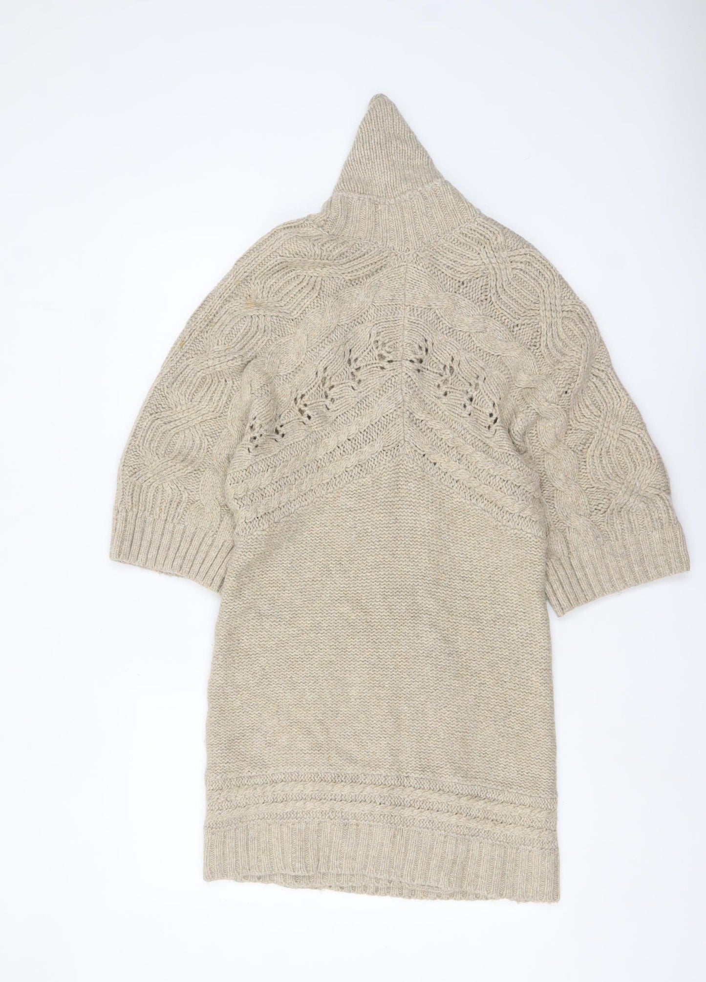 Monsoon Women’s Beige Cable-Knit Shawl Collar Cardigan M
