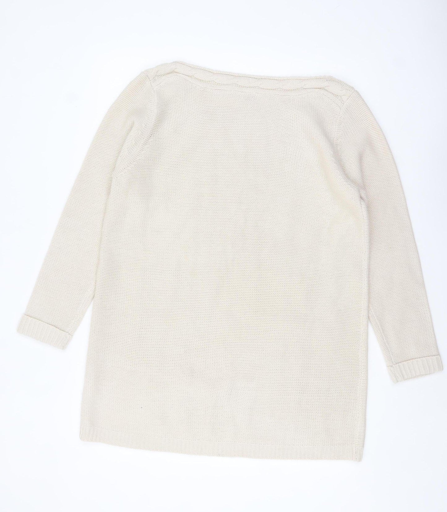 BHS Women Ivory Cable-Knit Acrylic Long Sleeve Jumper Size 18