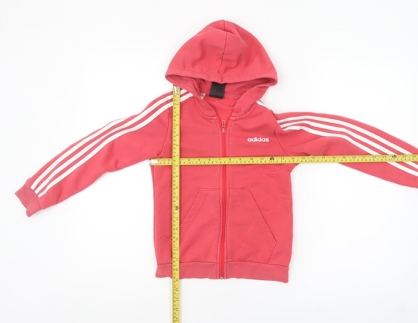 Adidas Girls Pink Full Zip Hoodie 9-10 Years Sports Casual Hooded Sweatshirt