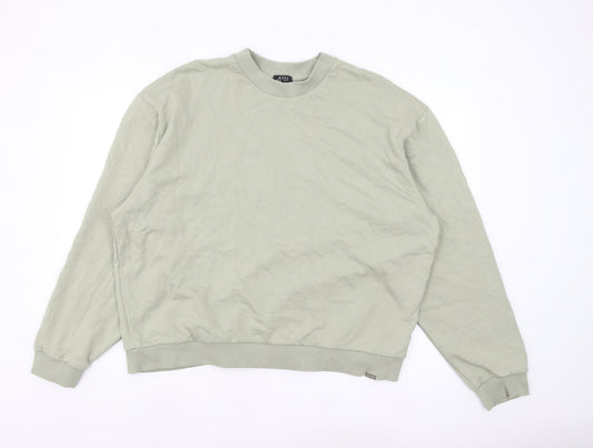 boohooMAN Men's Green XL Pullover Sweatshirt Crew Neck Regular Fit