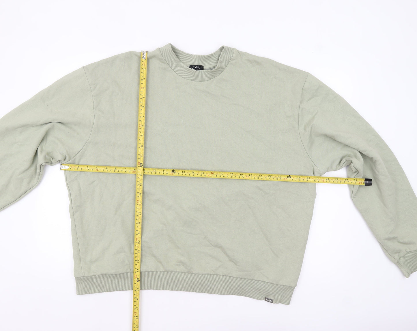 boohooMAN Men's Green XL Pullover Sweatshirt Crew Neck Regular Fit