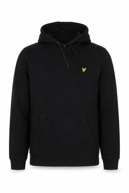 Lyle & Scott Men's Black Pullover Hoodie Size M Logo Fleece