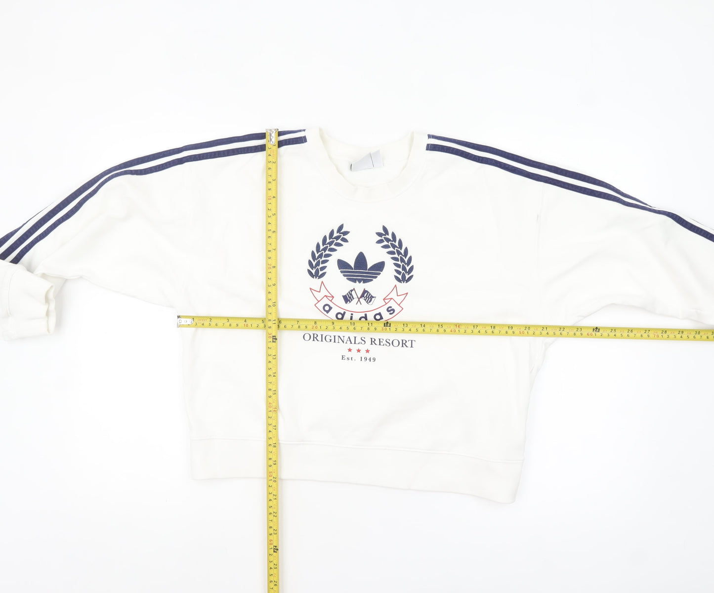 Adidas Originals Women White Sweatshirt Size 10 Logo Crew Neck Pullover