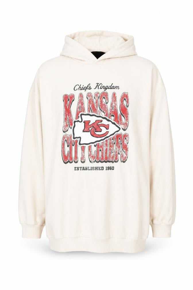 NFL Kansas City Chiefs Beige Girls 13-14Y Pullover Hoodie Fleece