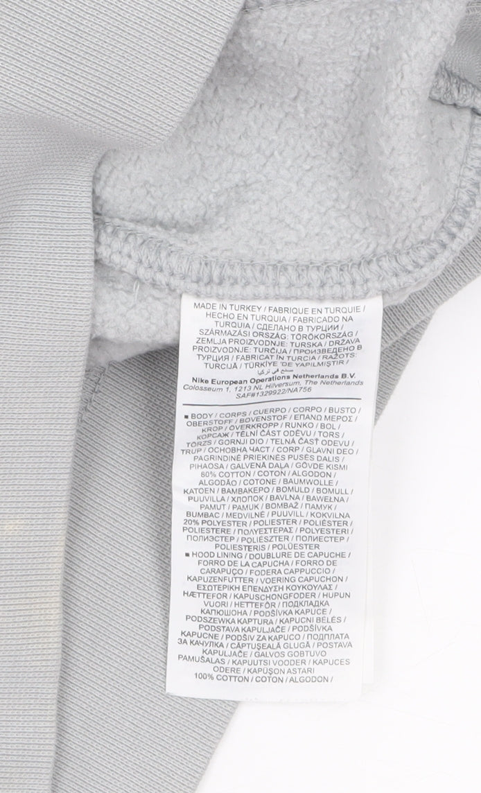 Nike Men's Grey Pullover Hoodie Small Sports Fleece Logo Jumper