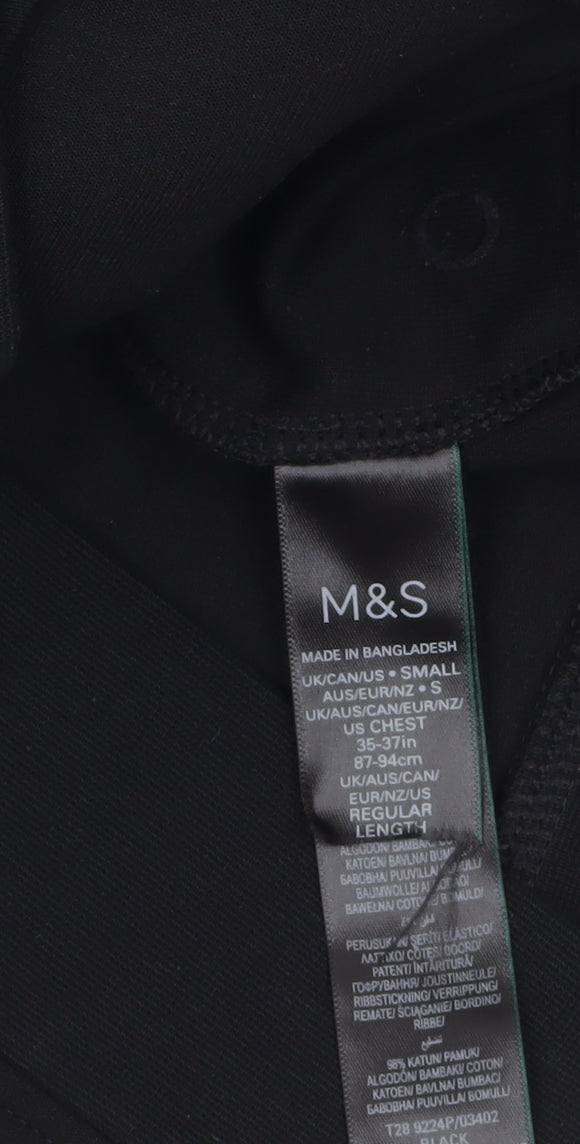 Marks and Spencer Men's Black Full Zip Hoodie Size S Regular Fit