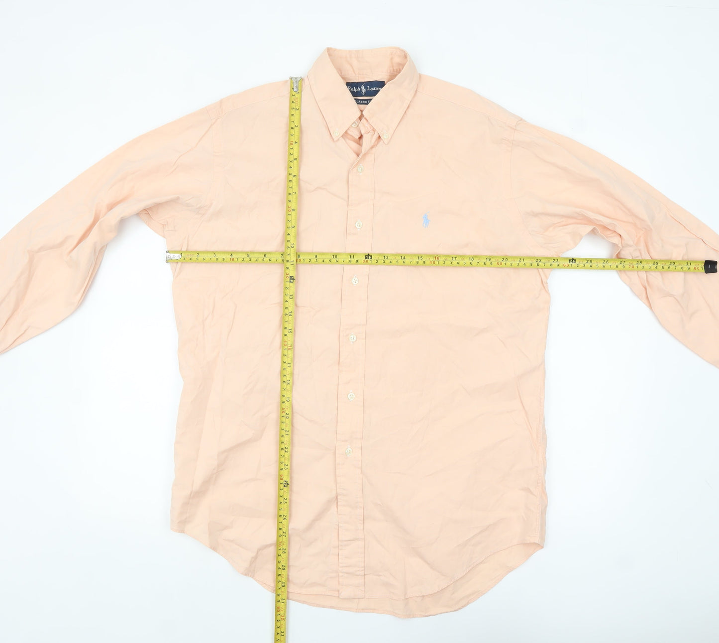 Ralph Lauren Men's Beige Classic Fit Cotton Button-Up Shirt M