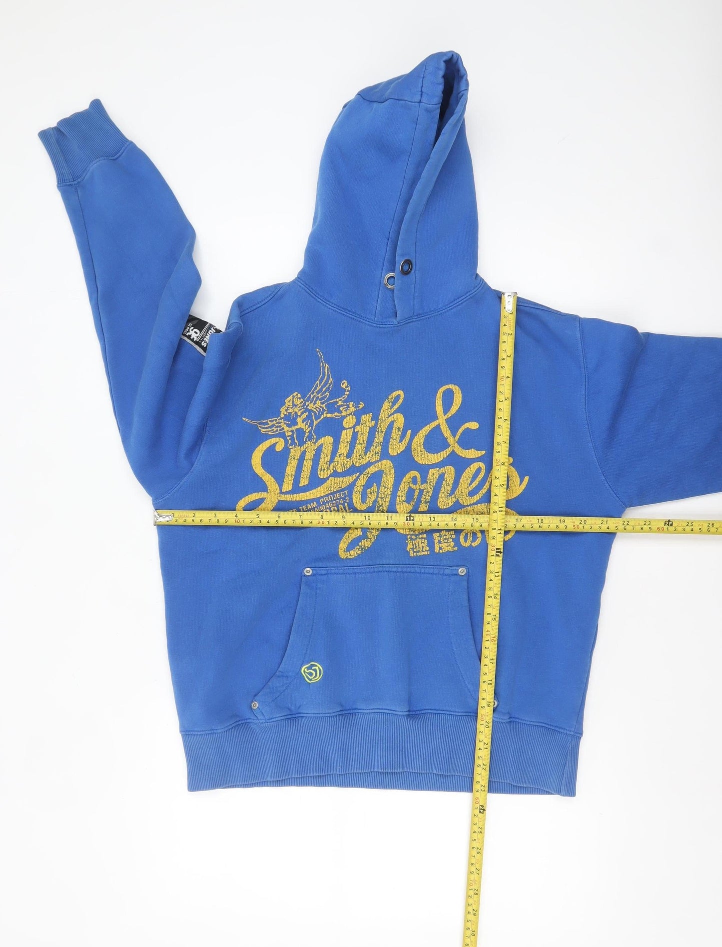 Smith & Jones Men's Blue Pullover Hoodie Medium Graphic Fleece Sweatshirt