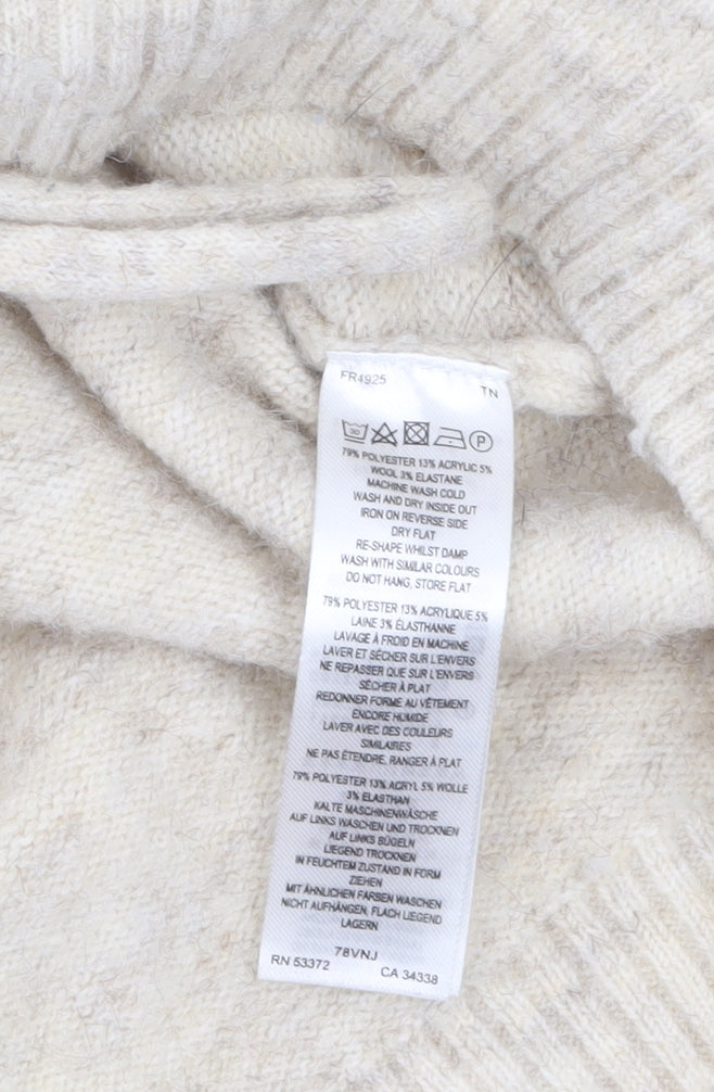 French Connection Women Beige Crew Neck Ruched Jumper Size S