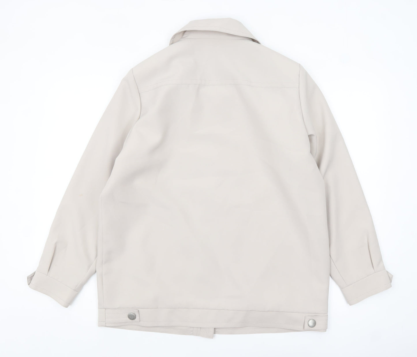 Amalina Women Beige Size 14 Basic Mid-Length Polyester Jacket
